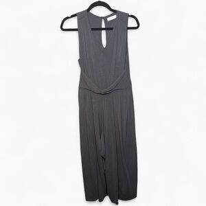 OAK + FORT Wide Leg V-neck Gray Jumpsuit
